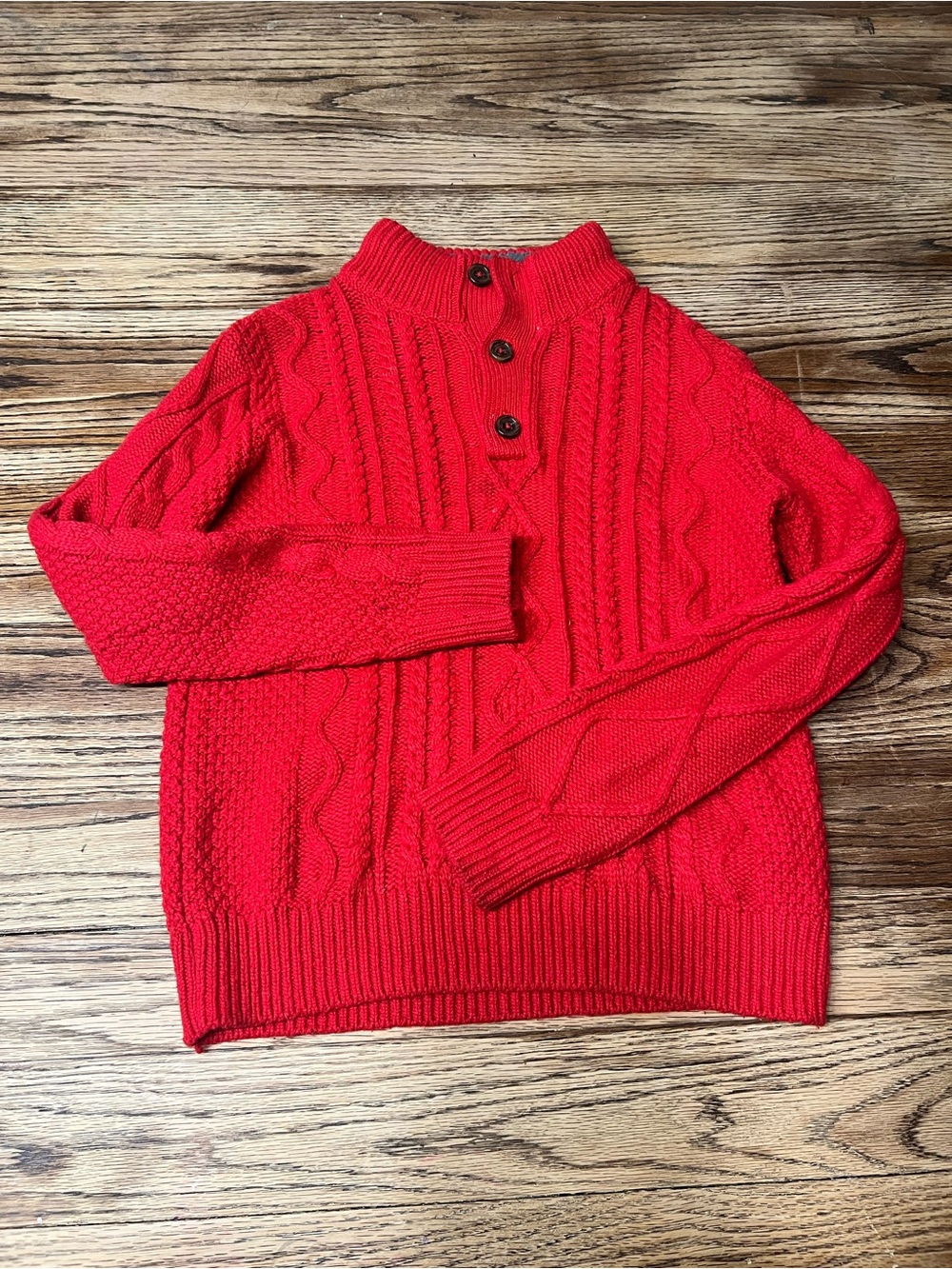 GAP Red Cable-Knit Half-Button Sweater